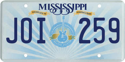 MS license plate JOI259