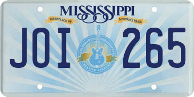 MS license plate JOI265