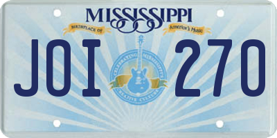 MS license plate JOI270