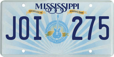 MS license plate JOI275