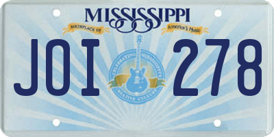 MS license plate JOI278
