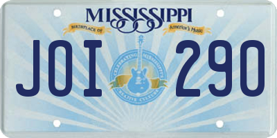 MS license plate JOI290