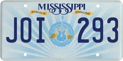 MS license plate JOI293