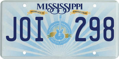 MS license plate JOI298
