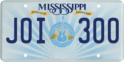 MS license plate JOI300