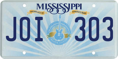 MS license plate JOI303