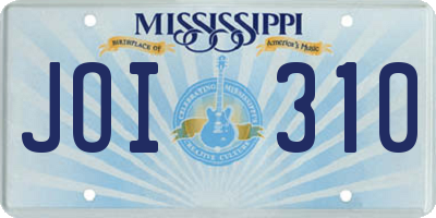 MS license plate JOI310