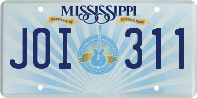 MS license plate JOI311