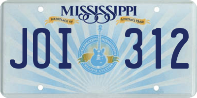 MS license plate JOI312