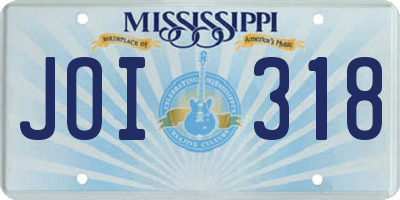 MS license plate JOI318