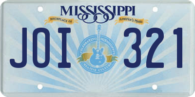 MS license plate JOI321