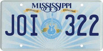 MS license plate JOI322