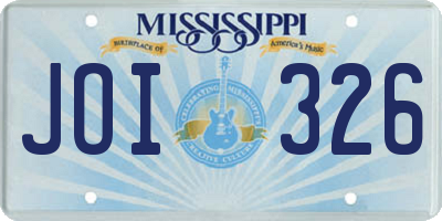 MS license plate JOI326