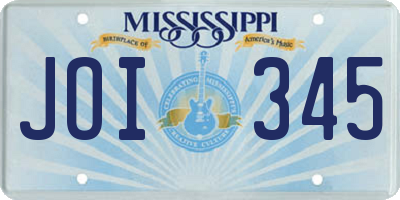 MS license plate JOI345