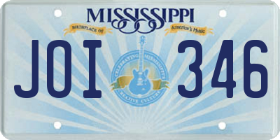MS license plate JOI346