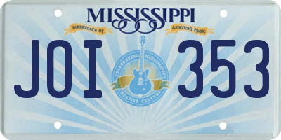 MS license plate JOI353