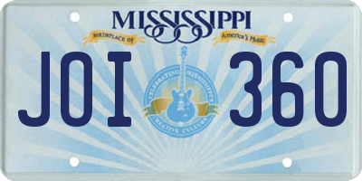 MS license plate JOI360