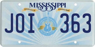MS license plate JOI363