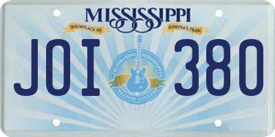MS license plate JOI380