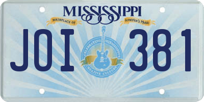 MS license plate JOI381