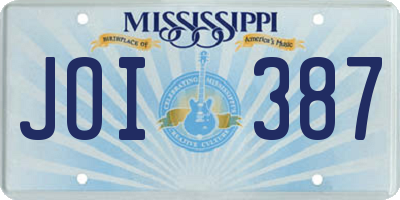 MS license plate JOI387