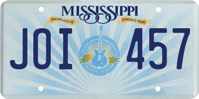 MS license plate JOI457