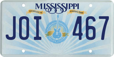 MS license plate JOI467