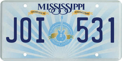 MS license plate JOI531