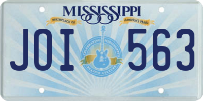 MS license plate JOI563