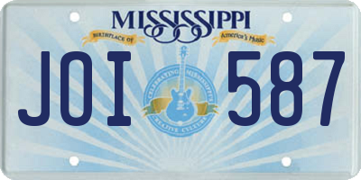 MS license plate JOI587