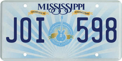 MS license plate JOI598