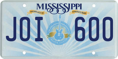 MS license plate JOI600