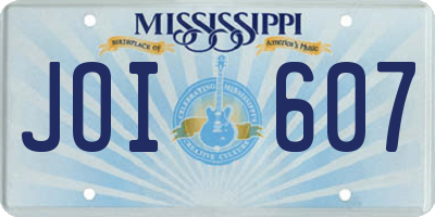 MS license plate JOI607