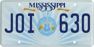 MS license plate JOI630