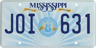 MS license plate JOI631