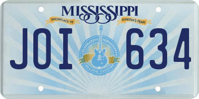 MS license plate JOI634