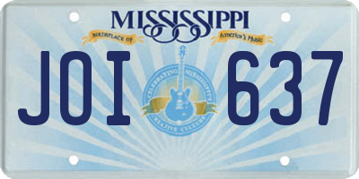 MS license plate JOI637