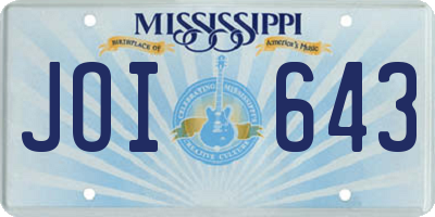 MS license plate JOI643