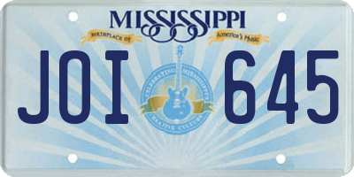 MS license plate JOI645