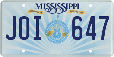 MS license plate JOI647