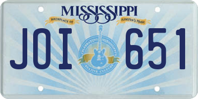 MS license plate JOI651