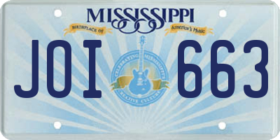 MS license plate JOI663
