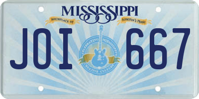 MS license plate JOI667