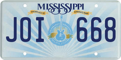 MS license plate JOI668