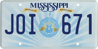 MS license plate JOI671