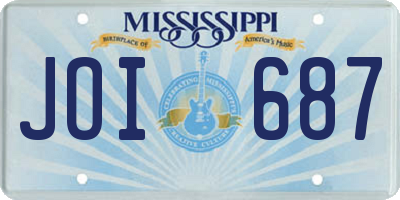 MS license plate JOI687