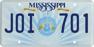 MS license plate JOI701