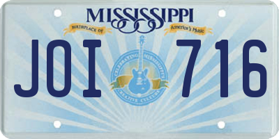 MS license plate JOI716