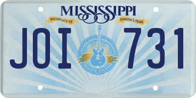 MS license plate JOI731