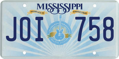 MS license plate JOI758